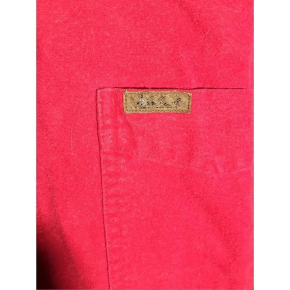 Mens Woolrich Button Down Shirt Red Cotton Casual Worn In Thick Winter Throwover - Picture 2 of 5